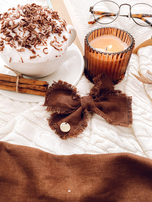 Mocha Frayed Bow